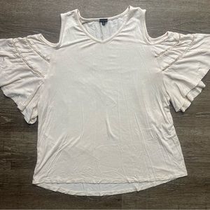 Hannah Cream Cold Shoulder Shirt Size Medium